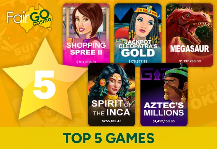 Top 5 Jackpot Games at FairGo casino in Australia