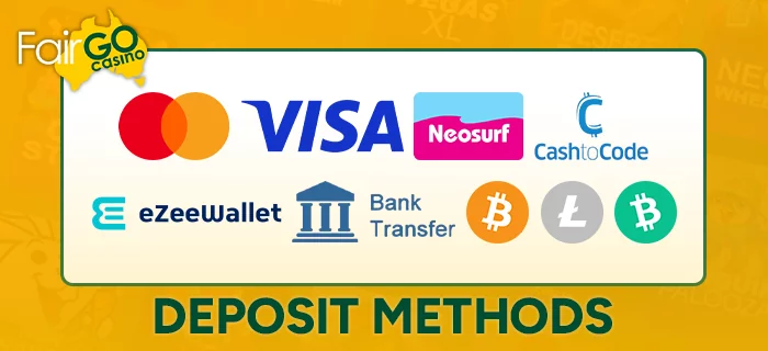 Deposit methods at FairGo casino for Australians