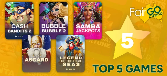 Top 5 popular pokies at FairGo casino in Australia